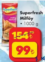 SUPERFRESH MİLFÖY HAMURU 1 KG fiyat ve kampanya bilgisi
